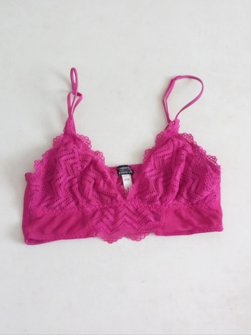 Cosabella magenta delicate lace bralette with thin adjustable straps